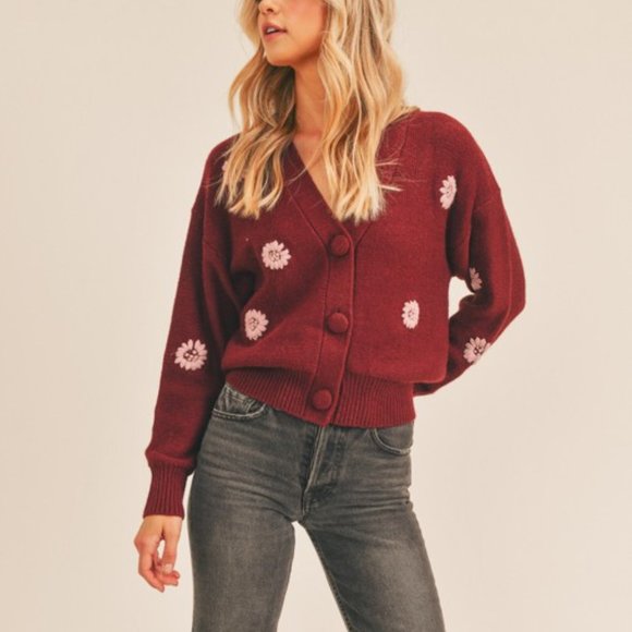 NWT Floral  Embroidered Cardigan Sweater - Picture 3 of 10